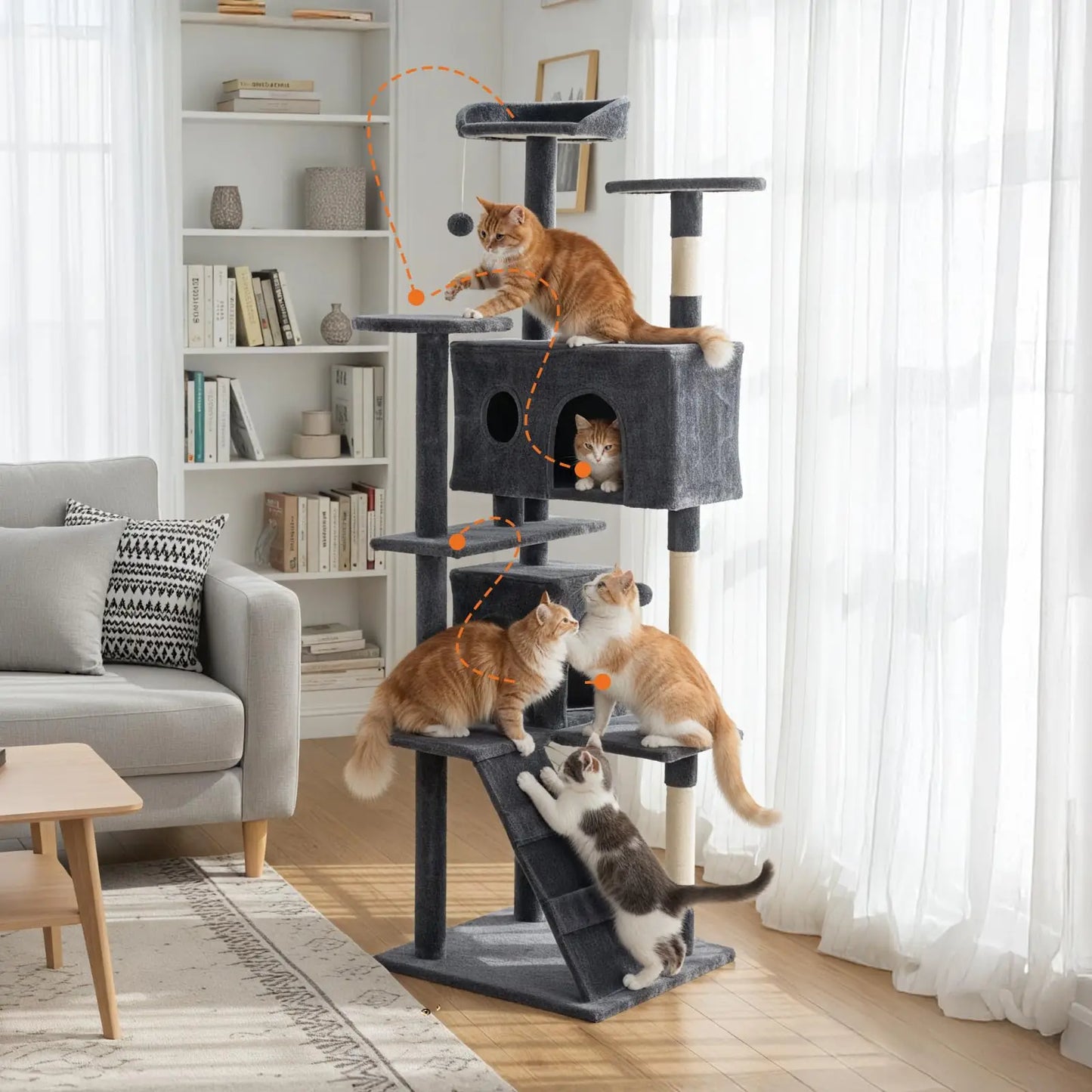 80 inch Tower Multi Level Condo Scratching Posts