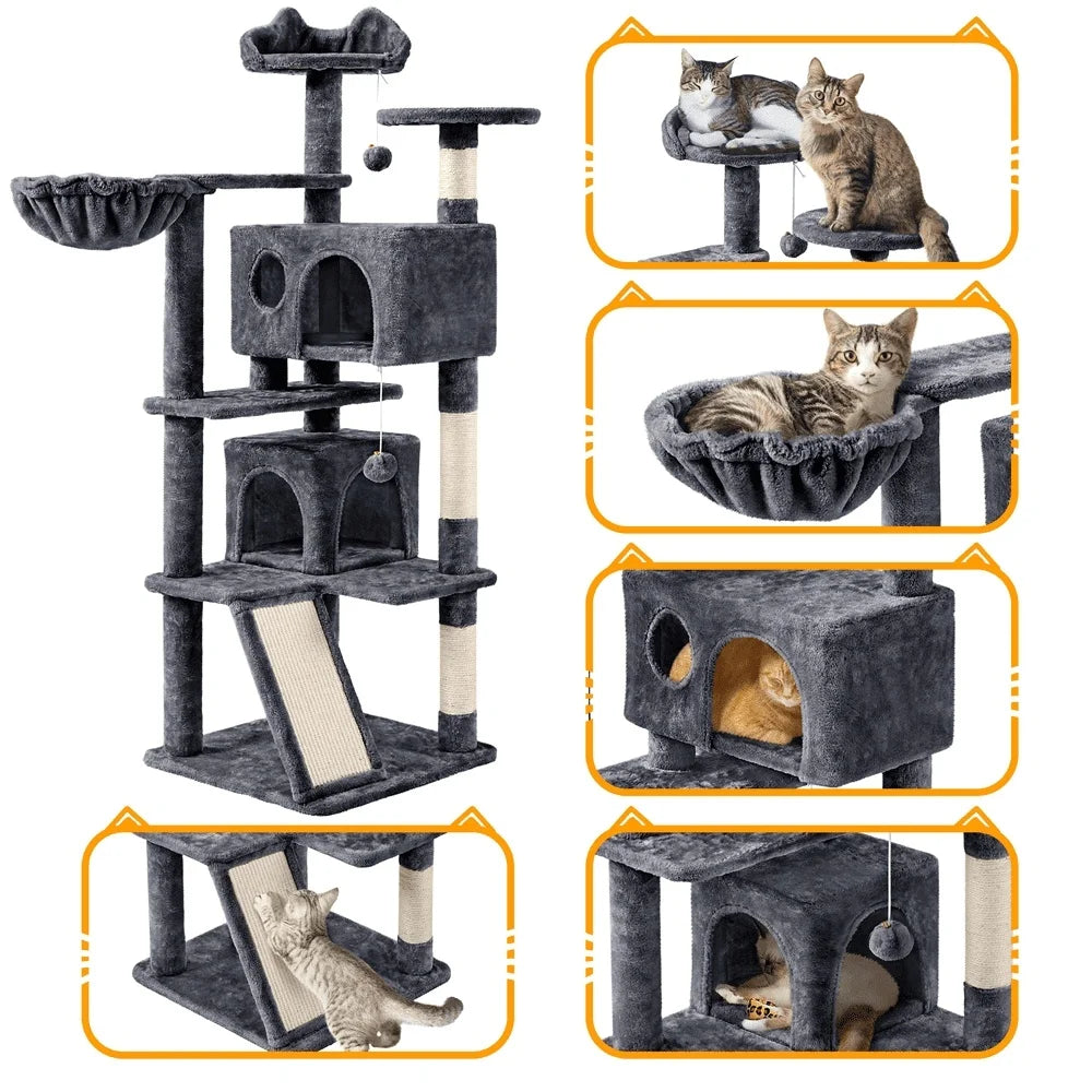 Multi-Level Cat Tree Tower Scratching Posts Condos