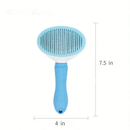 Round Head Pet Stainless Steel Hair Brush Self-cleaning
