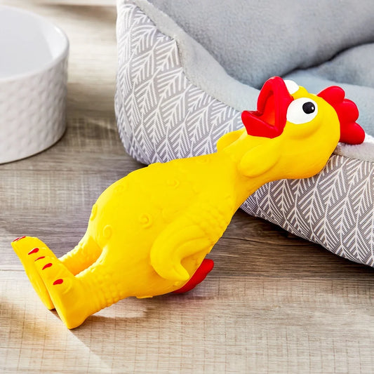Yellow Chicken Dog Toy  Squeaker Indoor Play Fetching