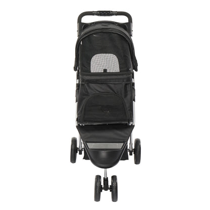 Pet Stroller 3 Wheels Waterproof Cup Holder Removable Liner