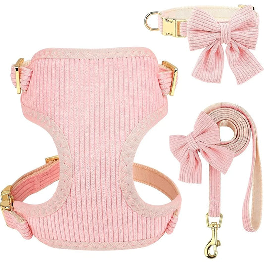 Adjustable Vest Harness Collar Leash Bowtie Small Pets
