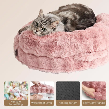 Pink Faux Fur Pet Sofa, Washable Removable Cover