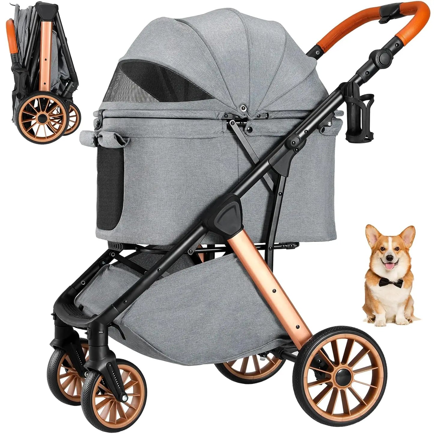 Foldable Stroller/Up to 55 Lbs/Height-Adjustable