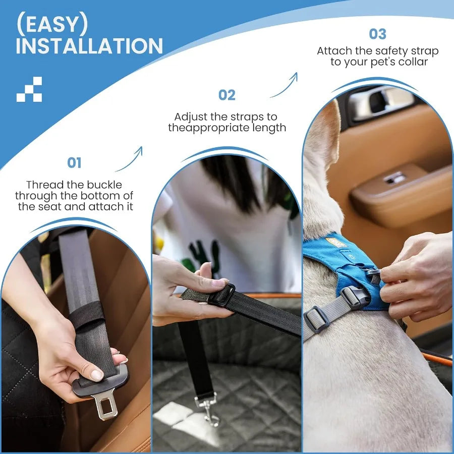 Portable Dog Car Seat 2 Safety Straps, Waterproof Padding