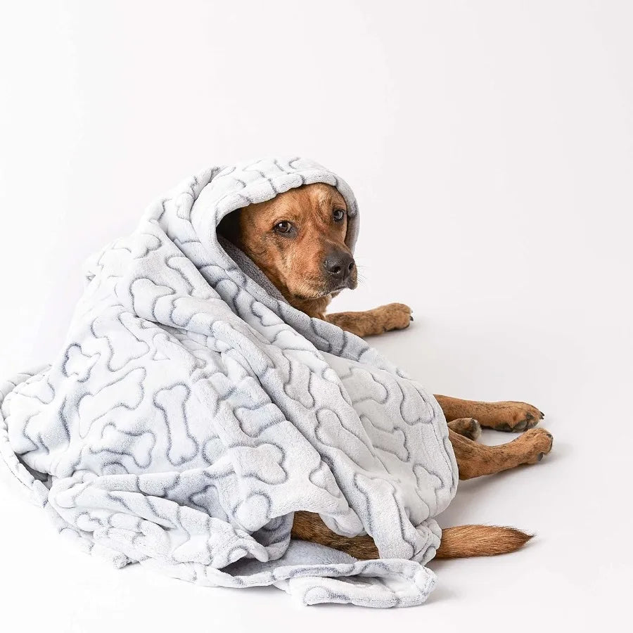 Embossed Bone Print Pet Blanket 36x48", Cozy Comfort