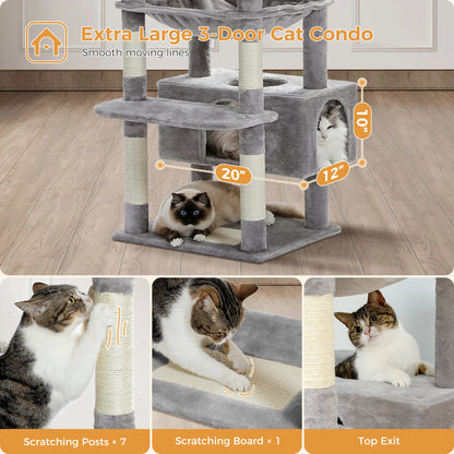 Cat Tower, Sisal-Covered Scratching Post Hammock, Perches