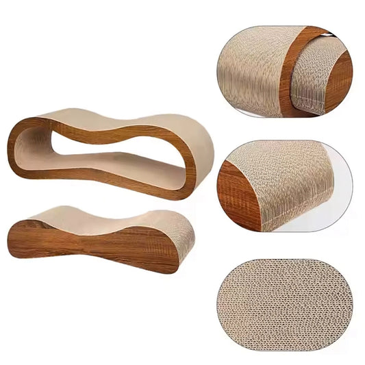 2 in 1 Cat Scratcher Cardboard Lounge Bed Durable Board