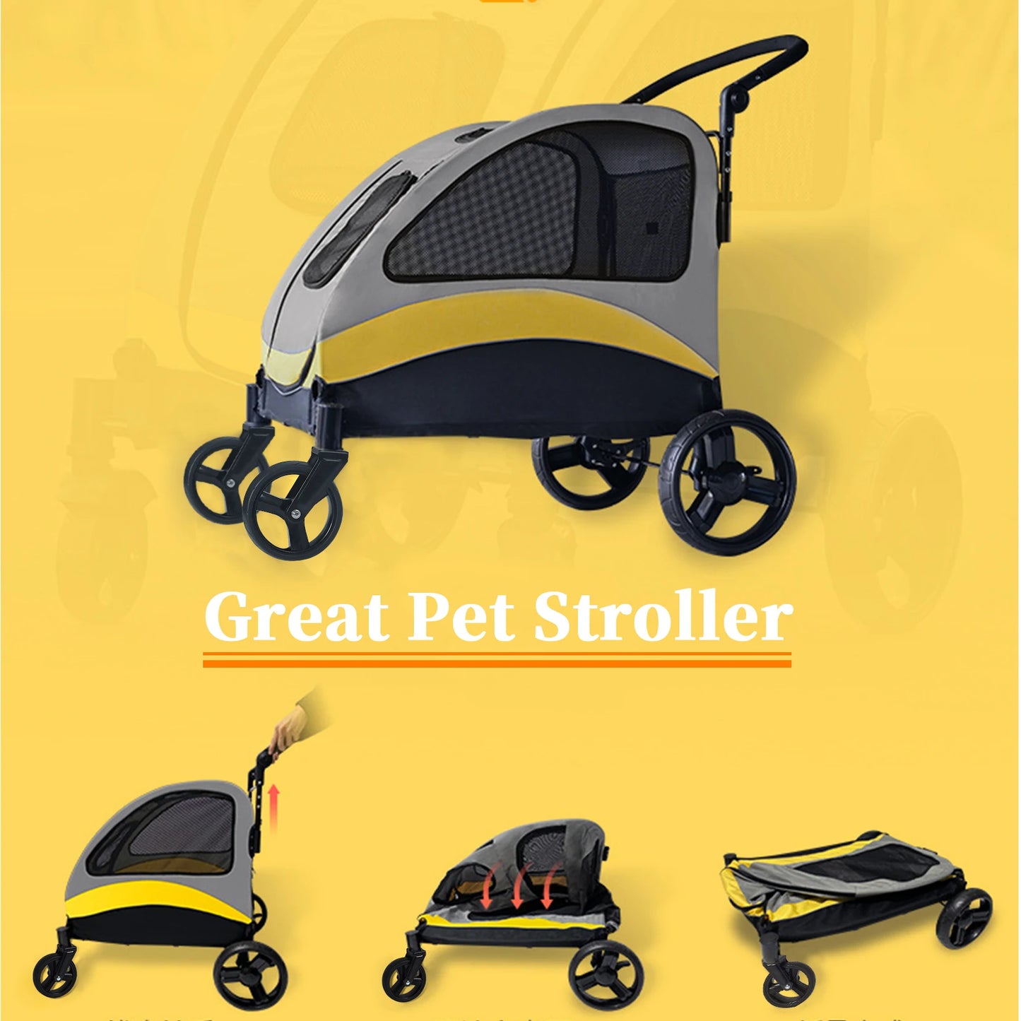 Foldable Pet Travel Carriage Stroller Breathable Carrier