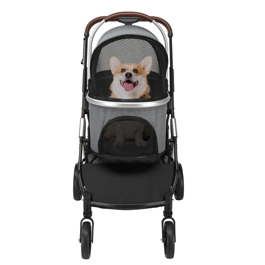 Folding Lightweight Dog Stroller Detachable Carrier Storage