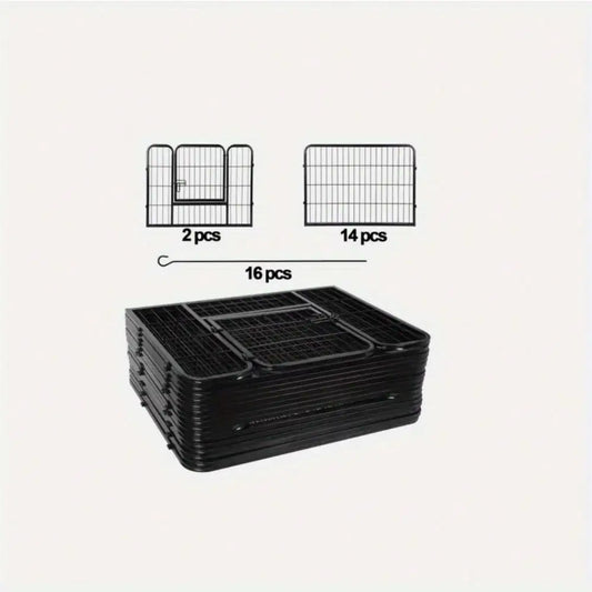 16 Panel Heavy Duty Metal Fence Exercise Playpen Kennel