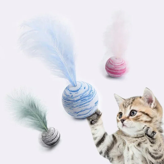 Cat Toy Ball Feather Foam Throwing Interactive