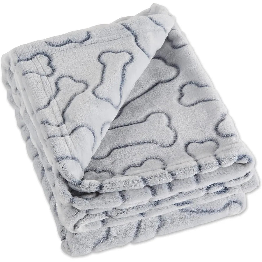 Embossed Bone Print Pet Blanket 36x48", Cozy Comfort