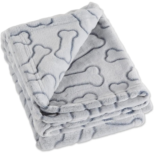Embossed Bone Print Pet Blanket 36x48", Cozy Comfort
