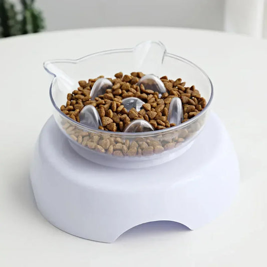 Cat Slow Feeder Plastic Transparent Raised Stand