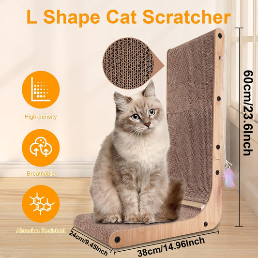 L Shape Cat Scratcher, 23.6 Inch, Protecting Furniture, Cardboard