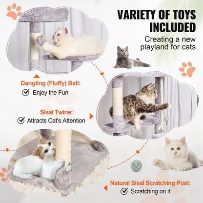 72' Cat Tower with 2 Cat Condos Sisal Scratching Post