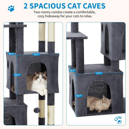 61" Heavy-Duty Multi-Level Cat Tree Oversized Perch
