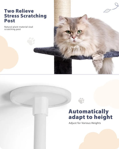 Adjustable Cat Climbing Tower Scratching Posts, Condo