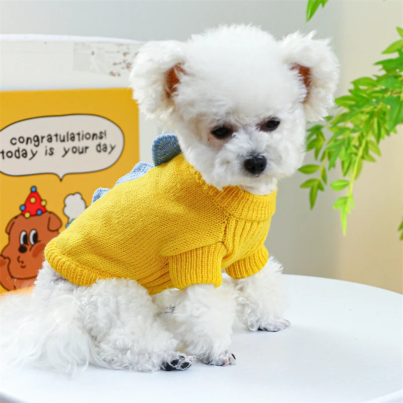Halloween Party Dog Dinosaur Shaped Sweater Warm Knitted