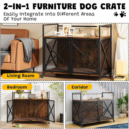 Large Wooden Dog Crate Furniture, Decorative Table