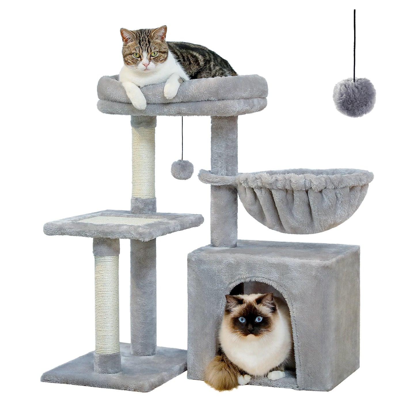 Tower, Scratching Posts, Big Hammock, Removable Top Perch Grey