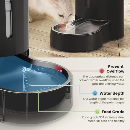 Automatic 7L Pet Water Dispenser Gravity Stainless Steel Bowl
