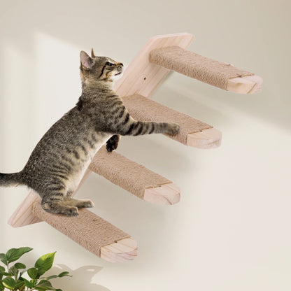 Wooden Climbing Ladder Wall Mounted Cat Perch Shelves