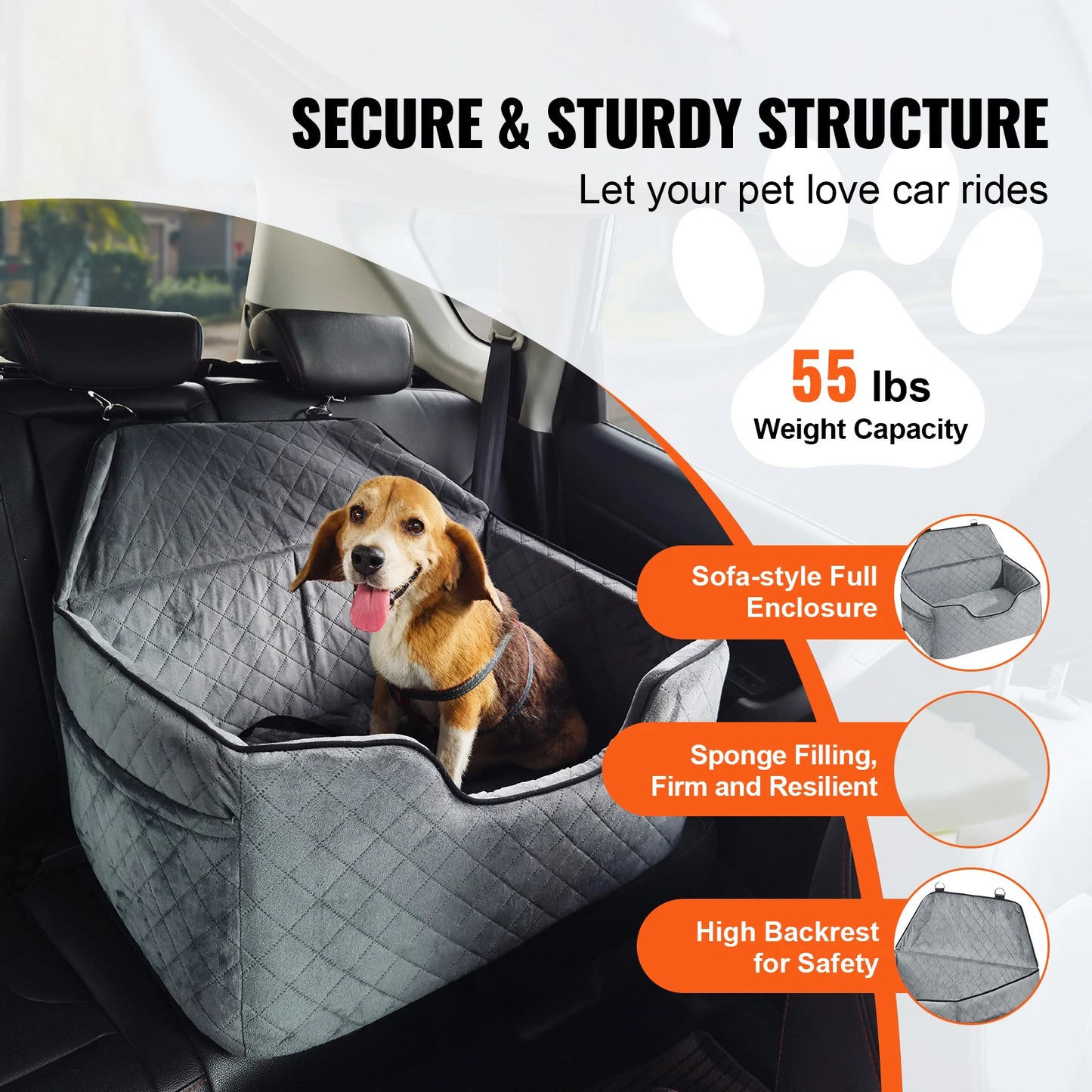 Dog Booster Seat for Car, Storage Pocket
