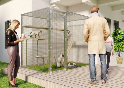 7.8×4.9 FT Metal Outdoor Cat Enclosure, Large Walk-in Cat House