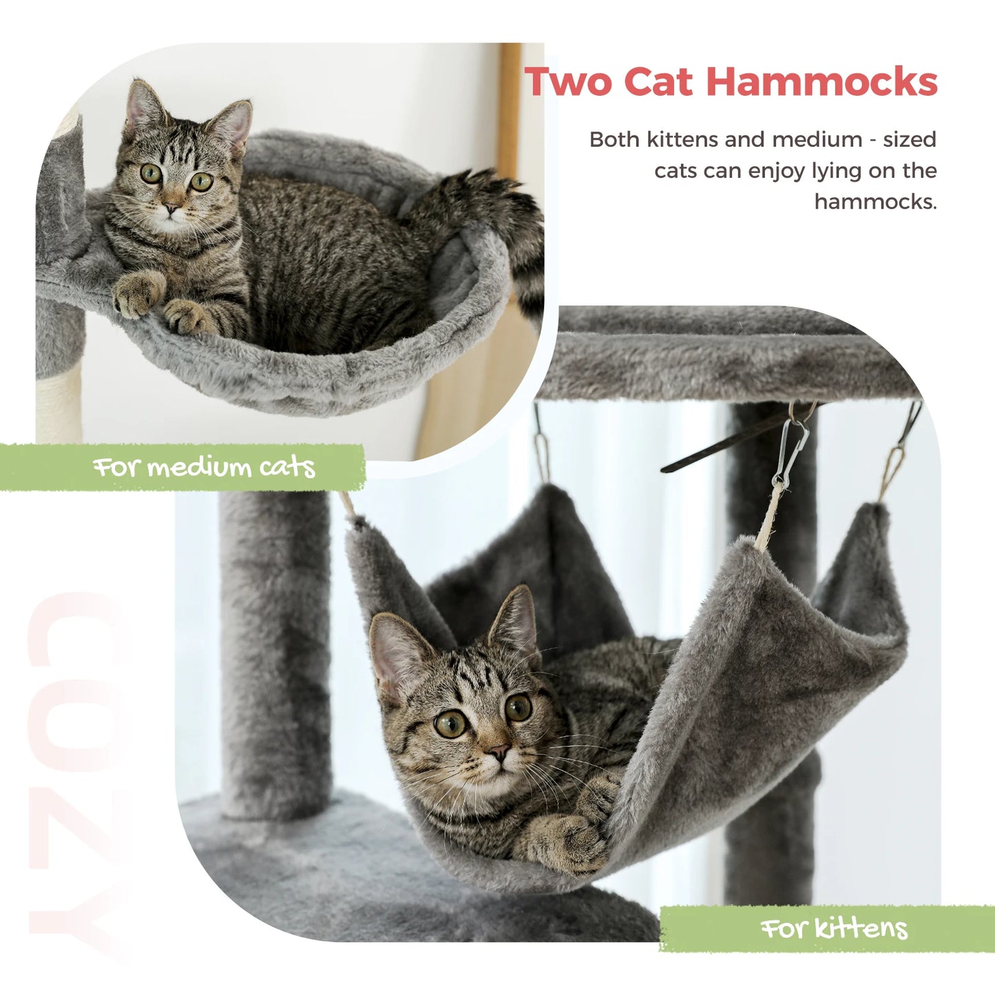 Floor to Ceiling Cat Tower, Scratching Posts, Condo, Hammock