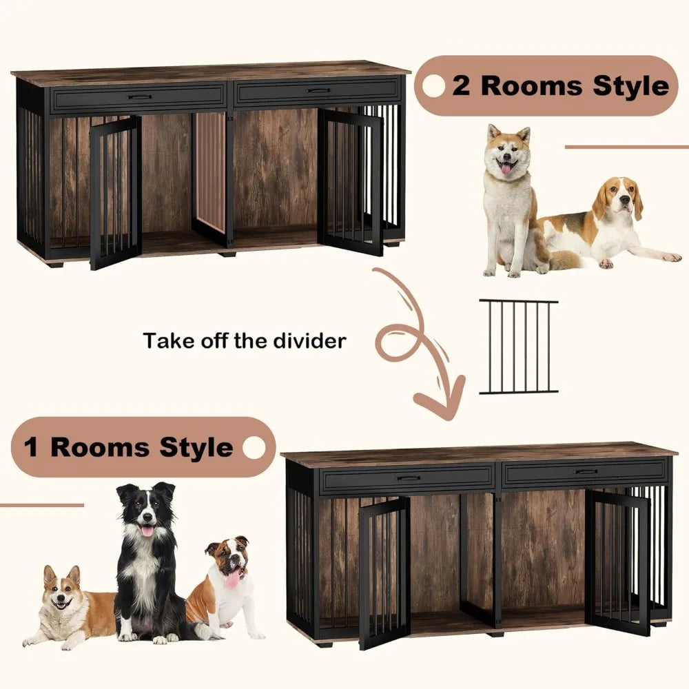 Furniture for 2 Dogs, 72.5" Indoor Heavy Duty