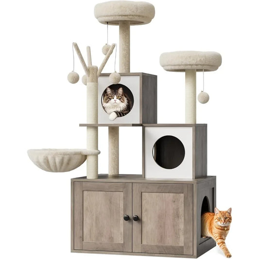 Cat Tree with Litter Box, Tower Condo