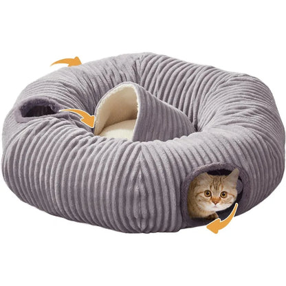 Multifunctional Cat Tunnel Bed/ Washable Donut Cushion