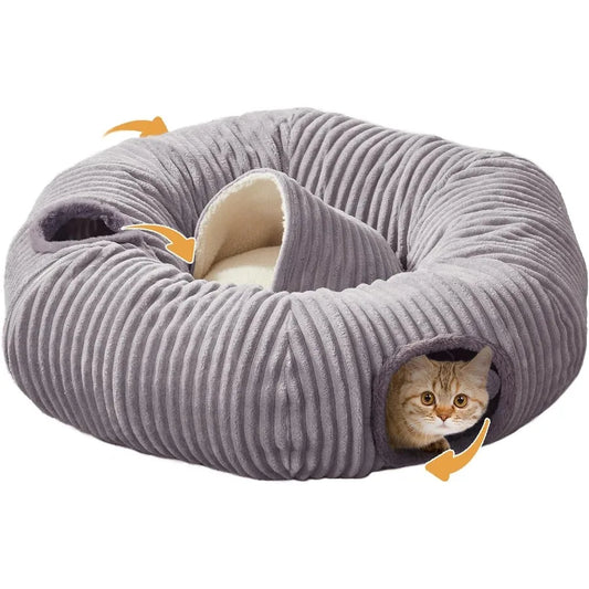 Multifunctional Cat Tunnel Bed/ Washable Donut Cushion