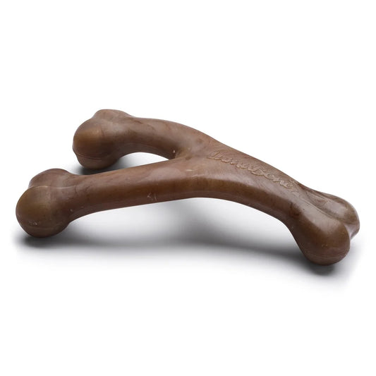 Durable Wishbone Dog Chew with Real Bacon Flavor