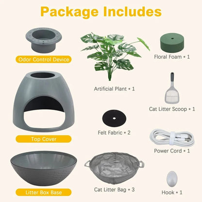 Egg-Shaped Litter Box with Odor Removal System