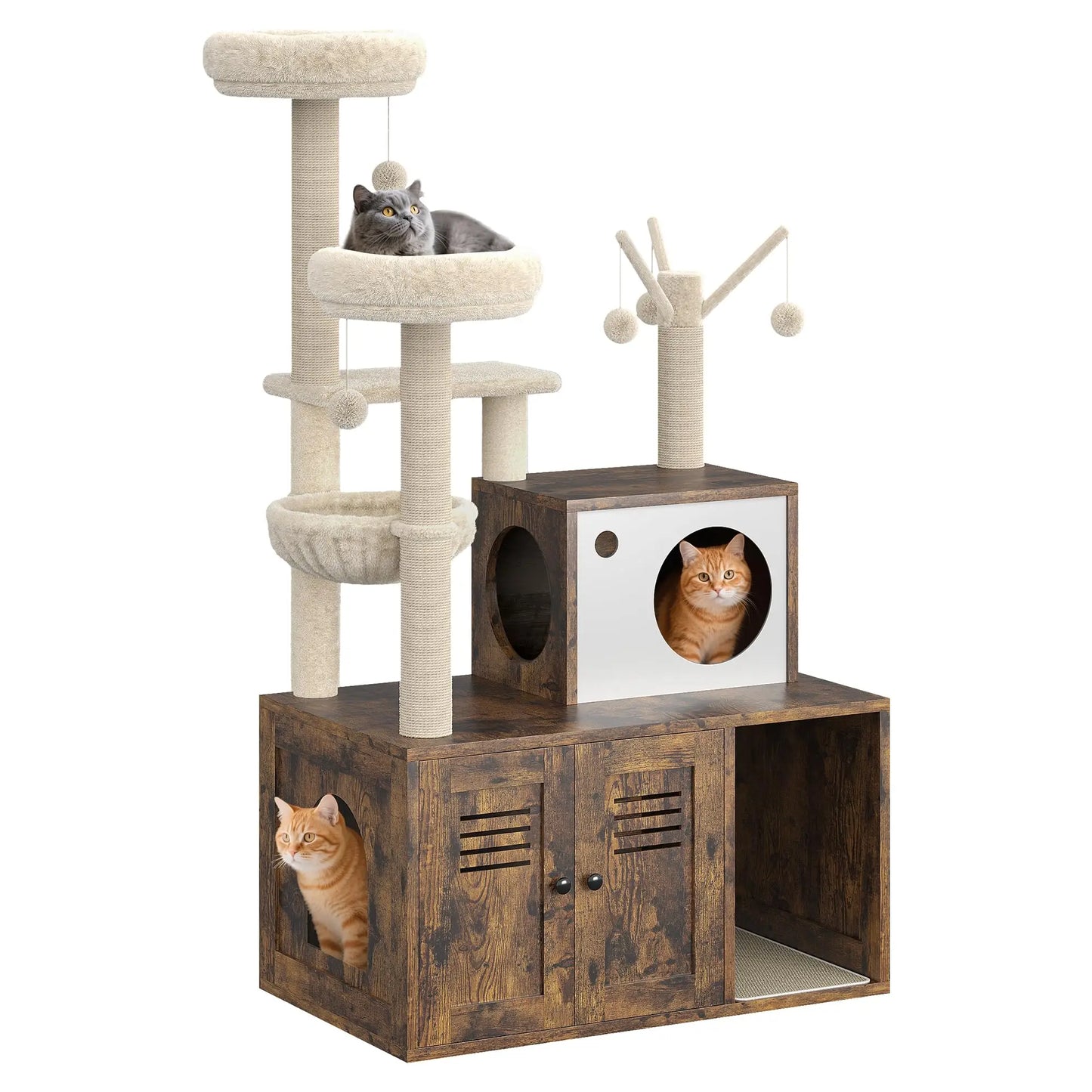 Modern Cat Tree, Hidden Litter Box, Multi-Level, Condo, Scratching Posts