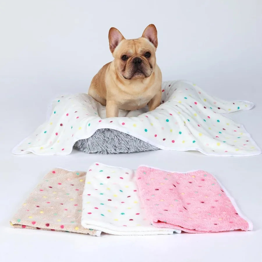 1 Pack 3 Blankets Pet Flannel Throw for Dog Small