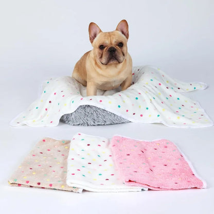 1 Pack 3 Blankets Pet Flannel Throw for Dog Small