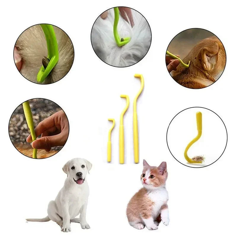 3pcs Flea Remover Hook Tick Remover Tweezer Cat Dog