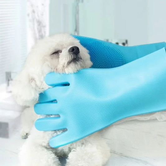Silicone Pet Hair Removal Gloves Shower Anti-bite Massage