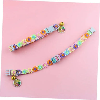 Fashion Flower Cat Collar With Bell Adjustable