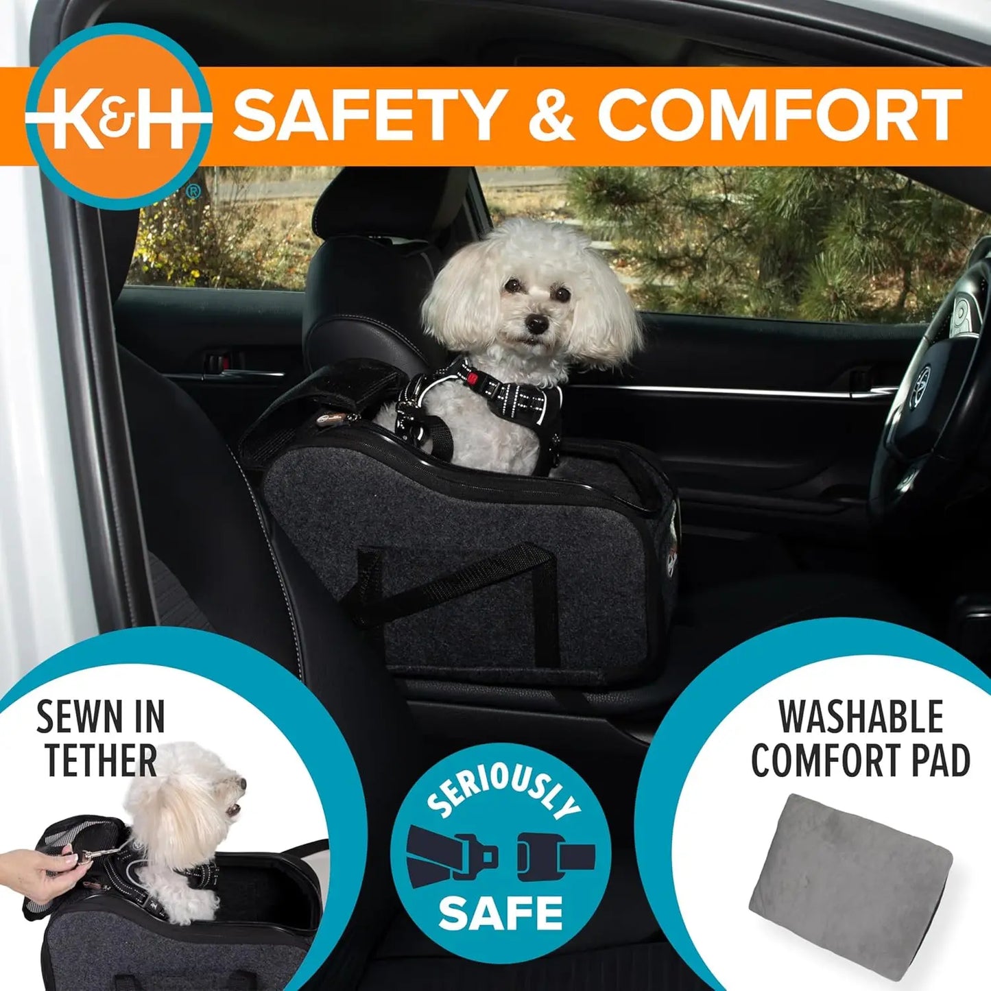 Center Console Dog Car Seat Secure Safety Tether