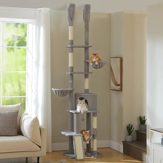Floor to Ceiling Cat Tower with Adjustable Height