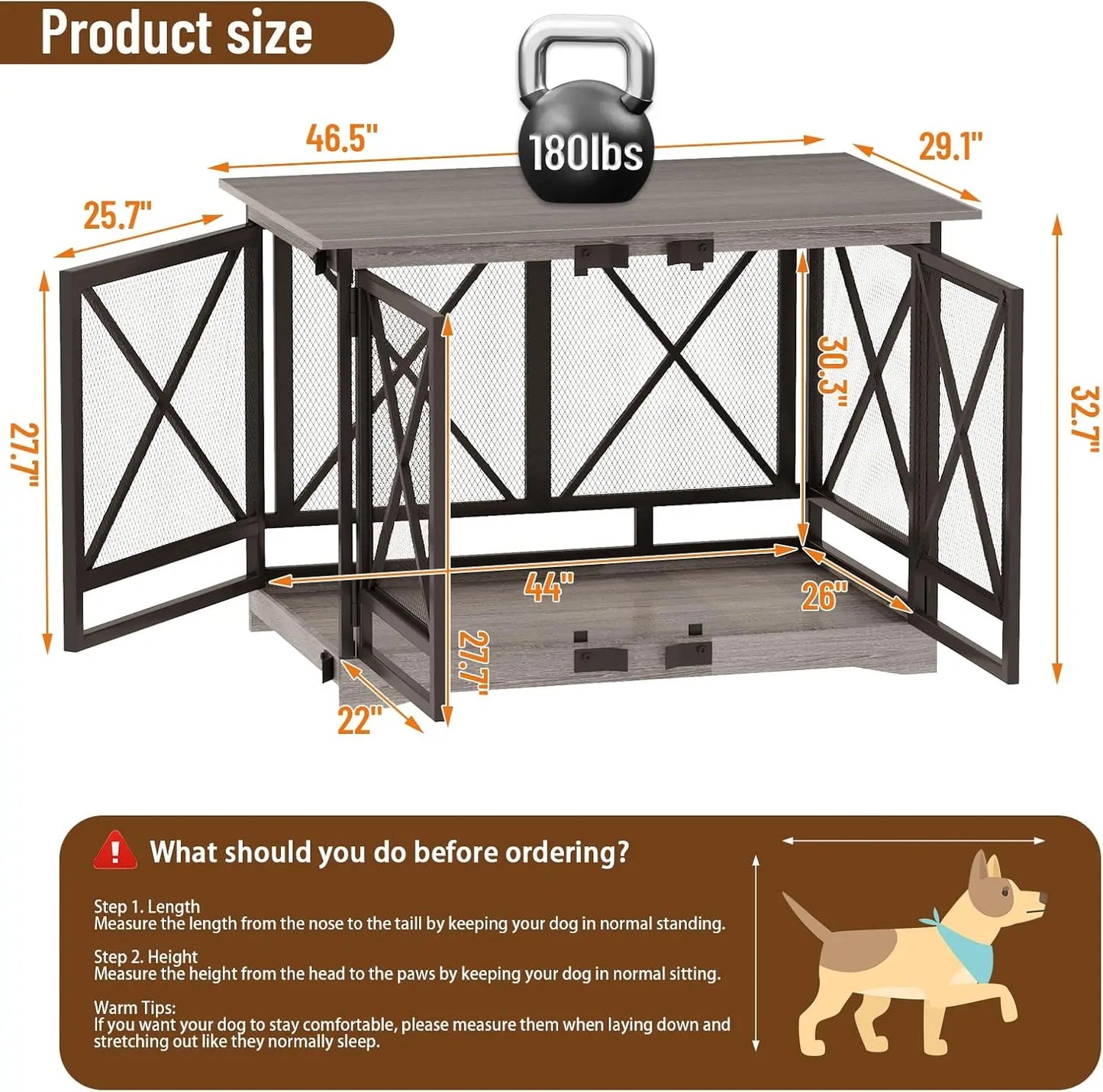 Dog Crate Furniture, Double Doors, Decorative End Table