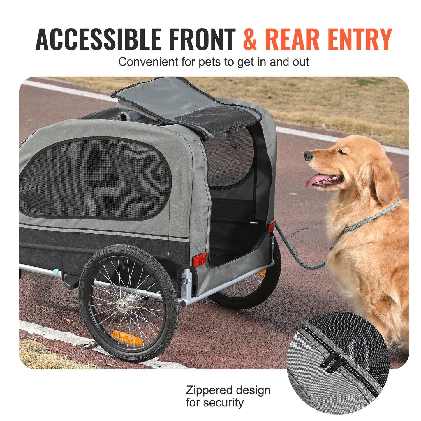 88 lbs Dog Bike Carrier,Wheels Coupler Reflectors Flag