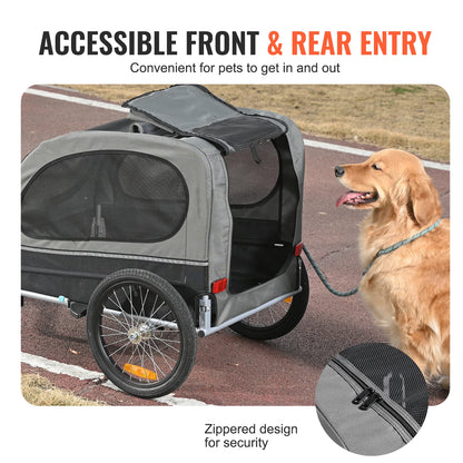 88 lbs Dog Bike Carrier,Wheels Coupler Reflectors Flag