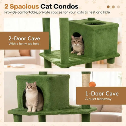 75" Tall Cat Tree, Multi-Level,Condos,Top Perch, Hammock