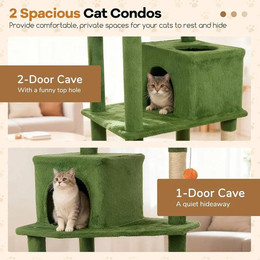 75" Tall Cat Tree, Multi-Level,Condos,Top Perch, Hammock